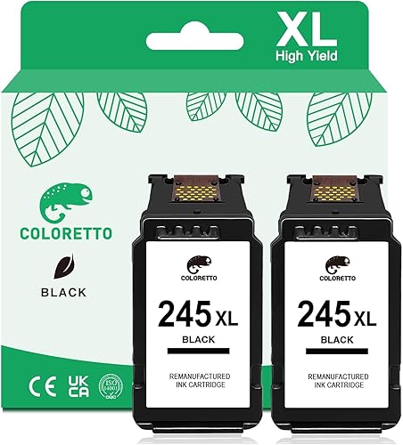 COLORETTO 245xl Cartucho de tinta de repuesto para Canon PG-245xl Cartucho de tinta negra, 245XL para impresora TS202 MX490 TR4520 MG2525 TR4500