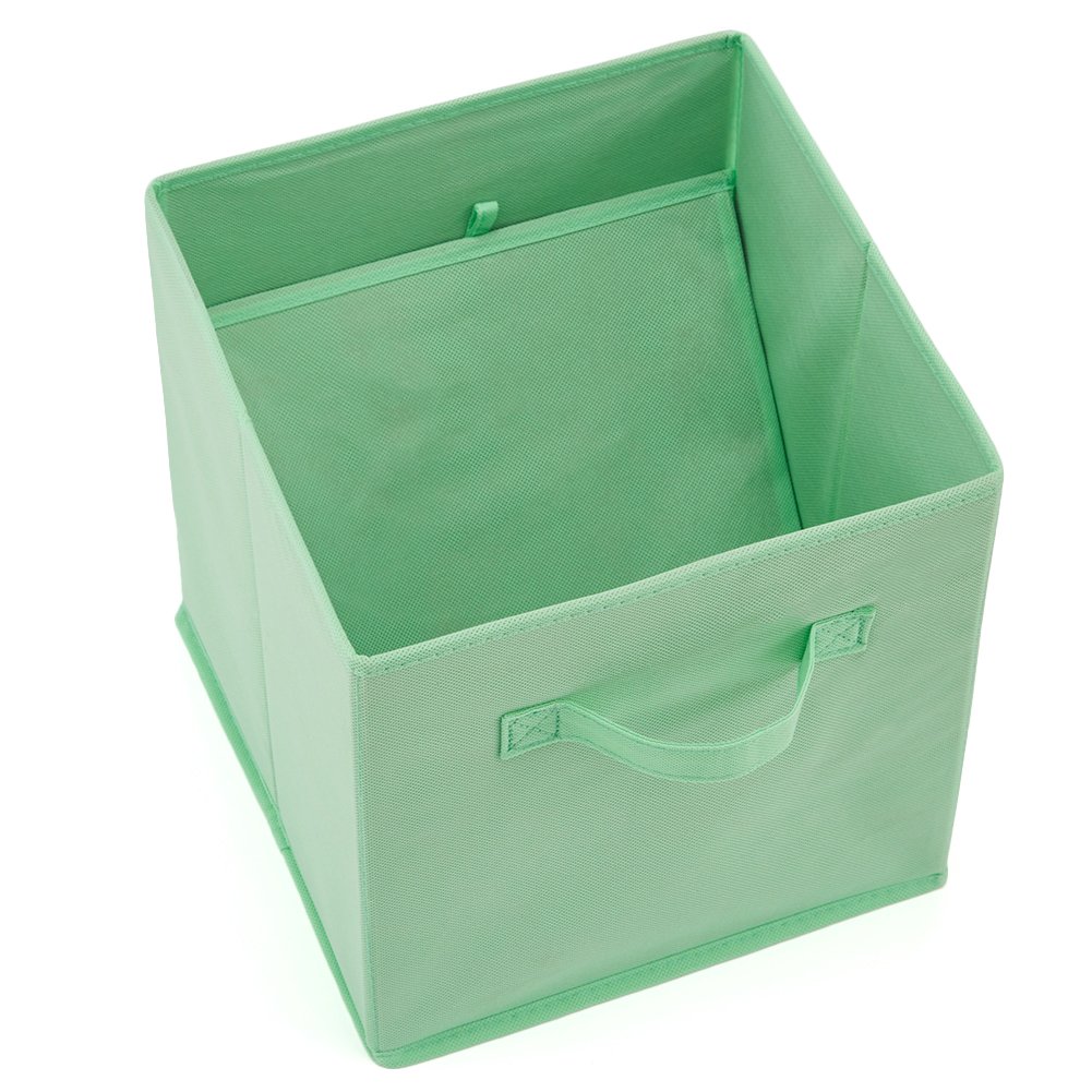 EZOWare Boîtes de Rangement Ouvertes en Textile Non-Tissé, Cube, Carré, Pliable, Tiroir en Tissu, Pack de 4, pour Linge, Jouets, Vêtement, Disques DVD etc. (Couleur assortie) 26.7 x 26.7 x 28 cm