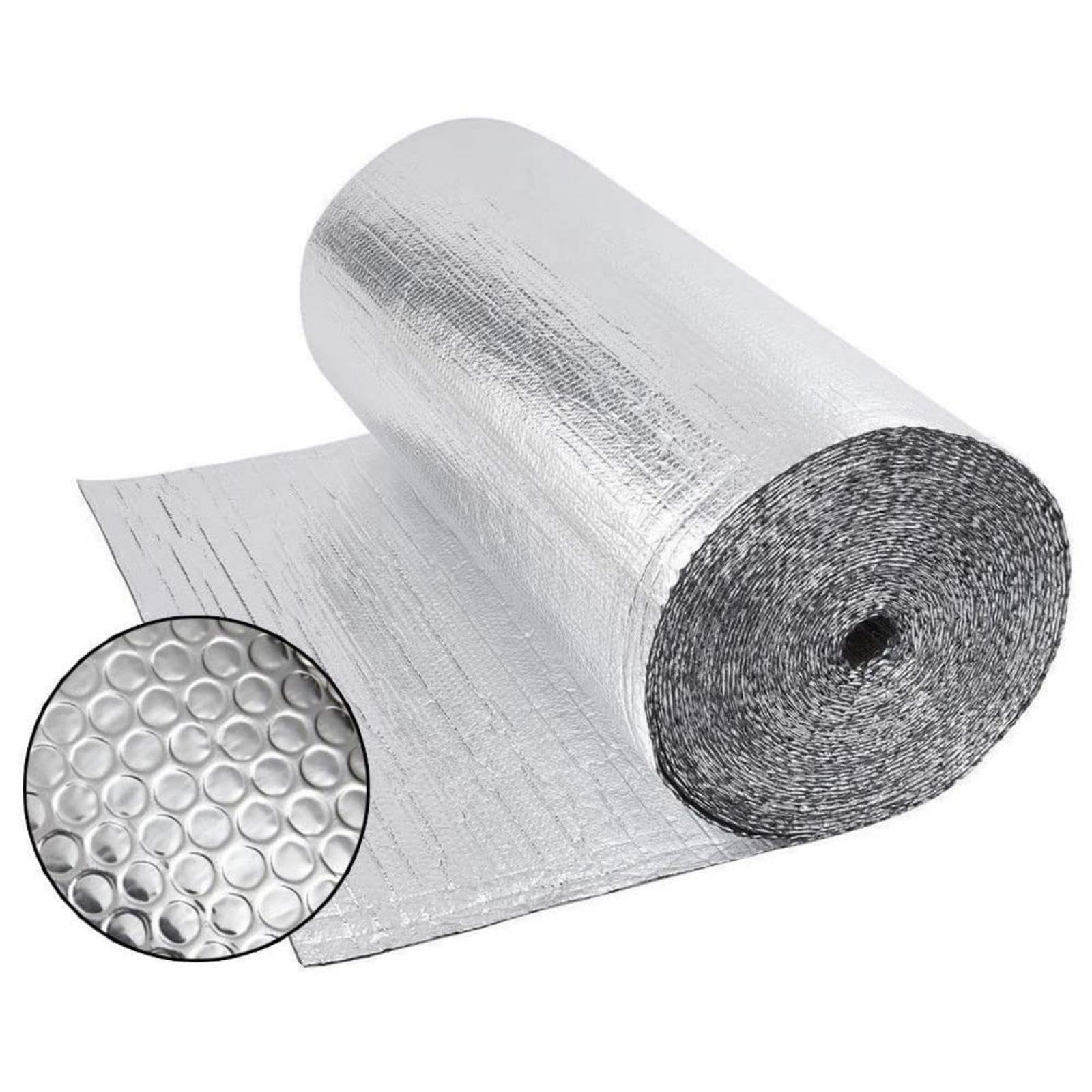 Isolant Thermique 0,6x10M, Rouleau Film Aluminisé a Bulles Double Face 4mm Résistant pour Réflecteur de Chaleur et de Froid, Idéal pour Radiateur, Mur, Voiture, Fenetre