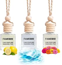 10 ML Premium Lemon Aqua Cool & Fresh Flower Pack of 3 Car Perfume Luxury Air Freshener/Natural Fragrance Oils in Glass Bottle with Wooden Diffuser Lid/Last Upto 60 Days