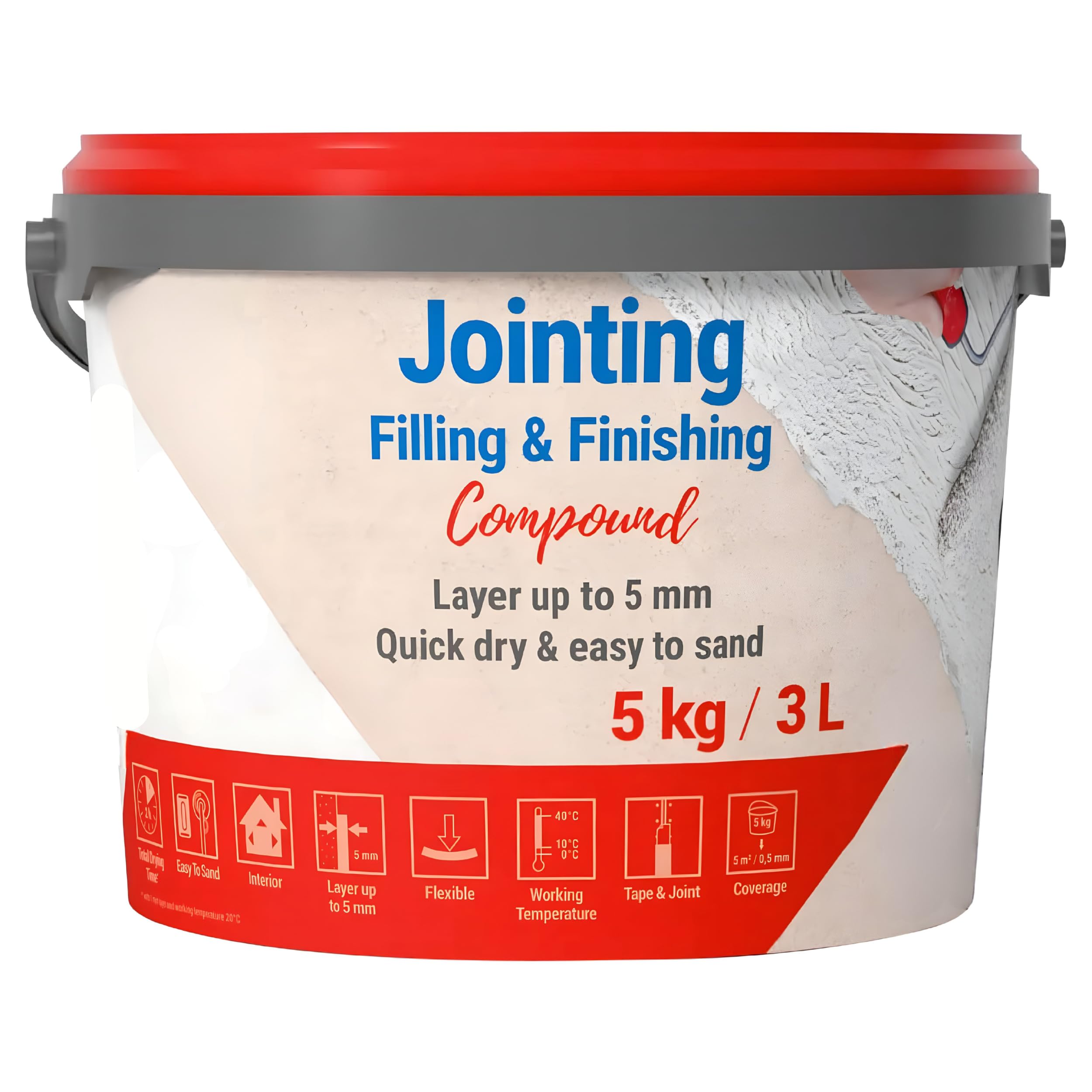 Ready Mixed Jointing Compound 5kg – Wall Filler for Plasterboard Joints, Crack & Hole Repair, Smooth Finishing Compound for Interior Walls