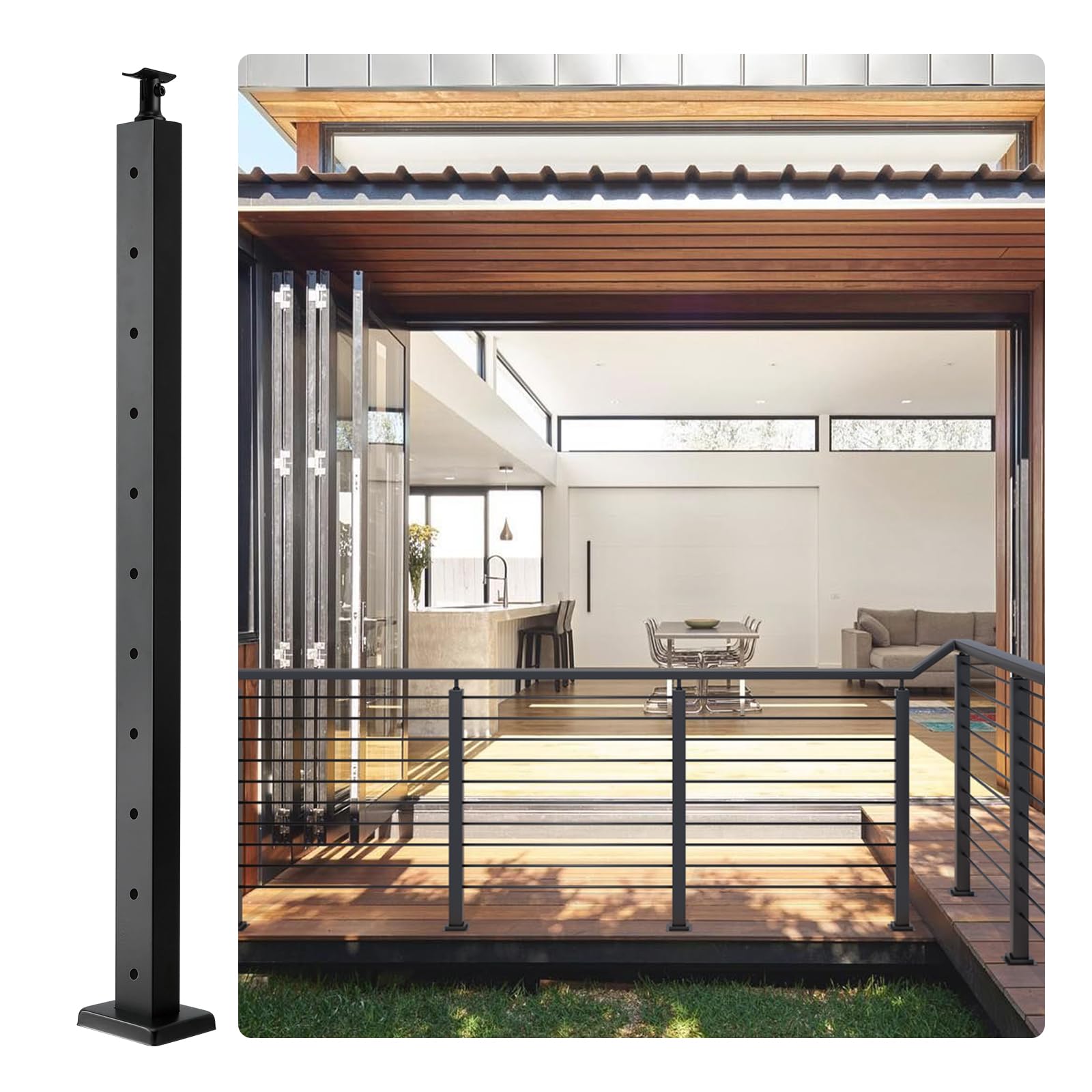 VEVOR Cable Railing Post Level Deck Stair Post 36 x 0.98 x 1.97 Cable Handrail Post Stainless Steel Brushed Finishing Deck Railing Pre-Drilled Pickets with Mounting Bracket LGZHY91.42.5520JLV0