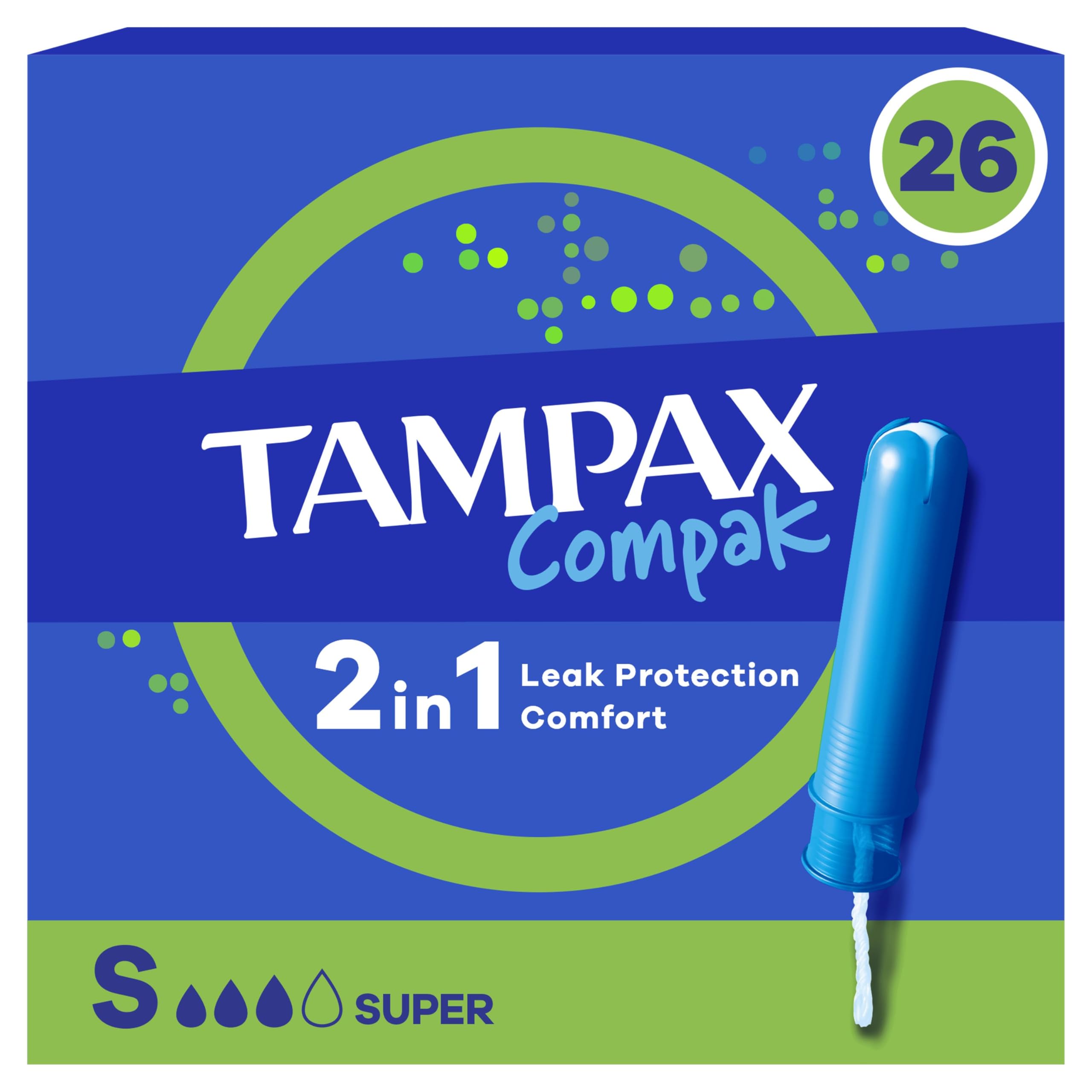Tampax Compak Super Tampons Avec Applicateur x26 Protection Contre Les Fuites Et Confort