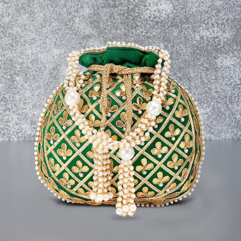 Image of Aheli Embroidered Potli Bag Gift for Women Handmade Ethnic Purse Evening Handbags Stylish Bridal Fashion Clutch Bag