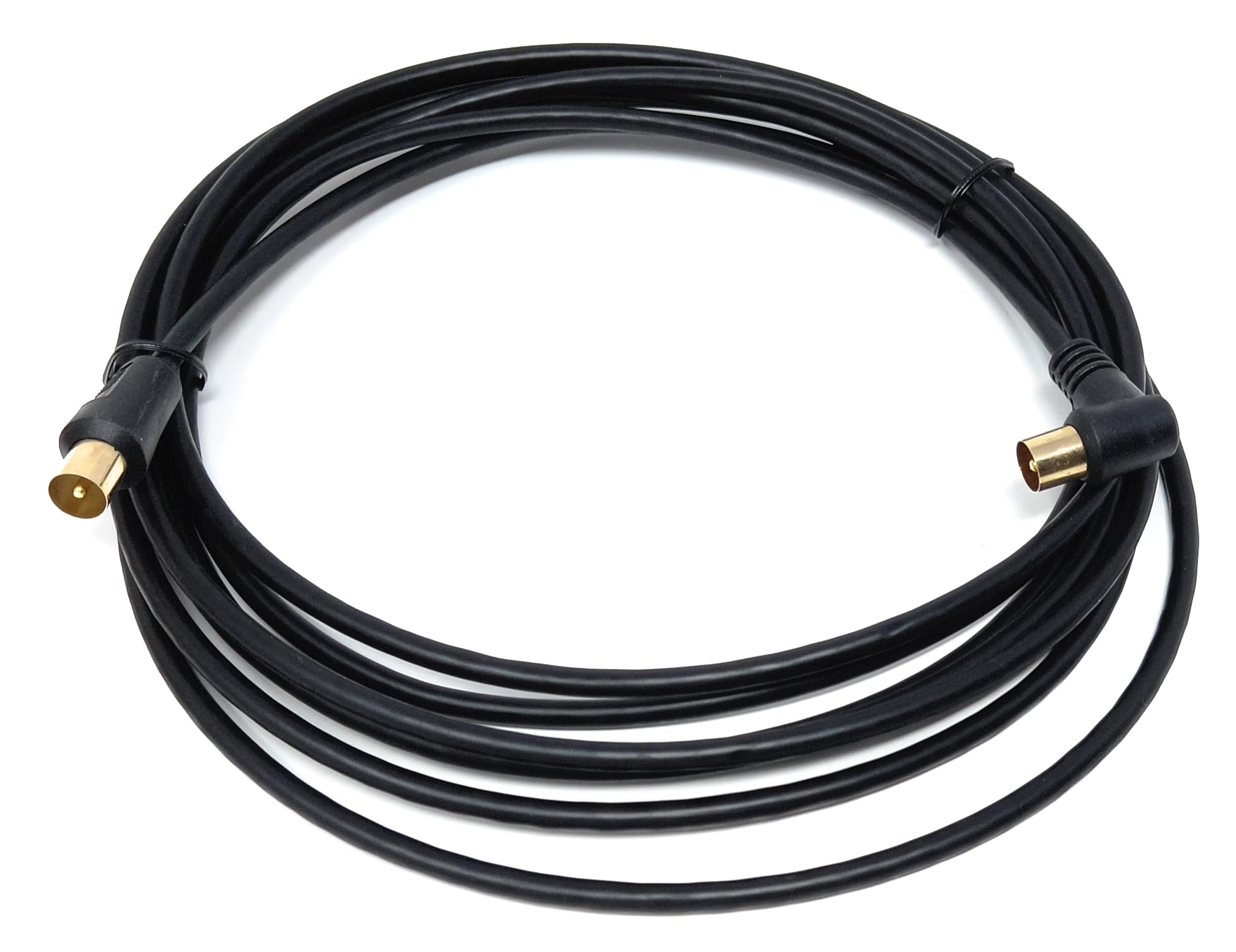 DRUT 4m TV Male to Male Plug Coaxial Cable RG6 Aerial Digital Antenna RF Fly Lead Cable (Right Angle, Black Gold, 13ft.) - Image 2