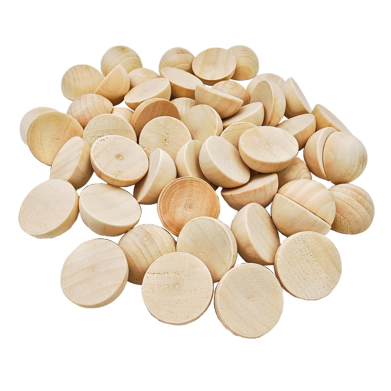 50 Pezzi Mezze Sfere Legno 35mm Naturale Non Trattato - Palline Legno Spaccate per Fai da Te Artigianato e Decorazioni