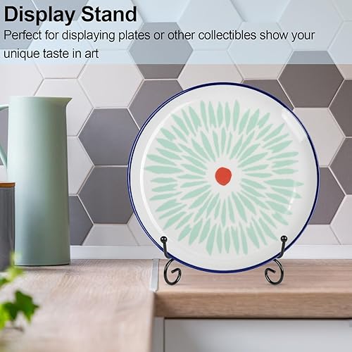 Miniatura 5 de vivinin Paquete de 4 soportes de placa para exhibición, soporte de placa de 6 pulgadas, soporte de marco de metal, marco y obras de arte, caballete