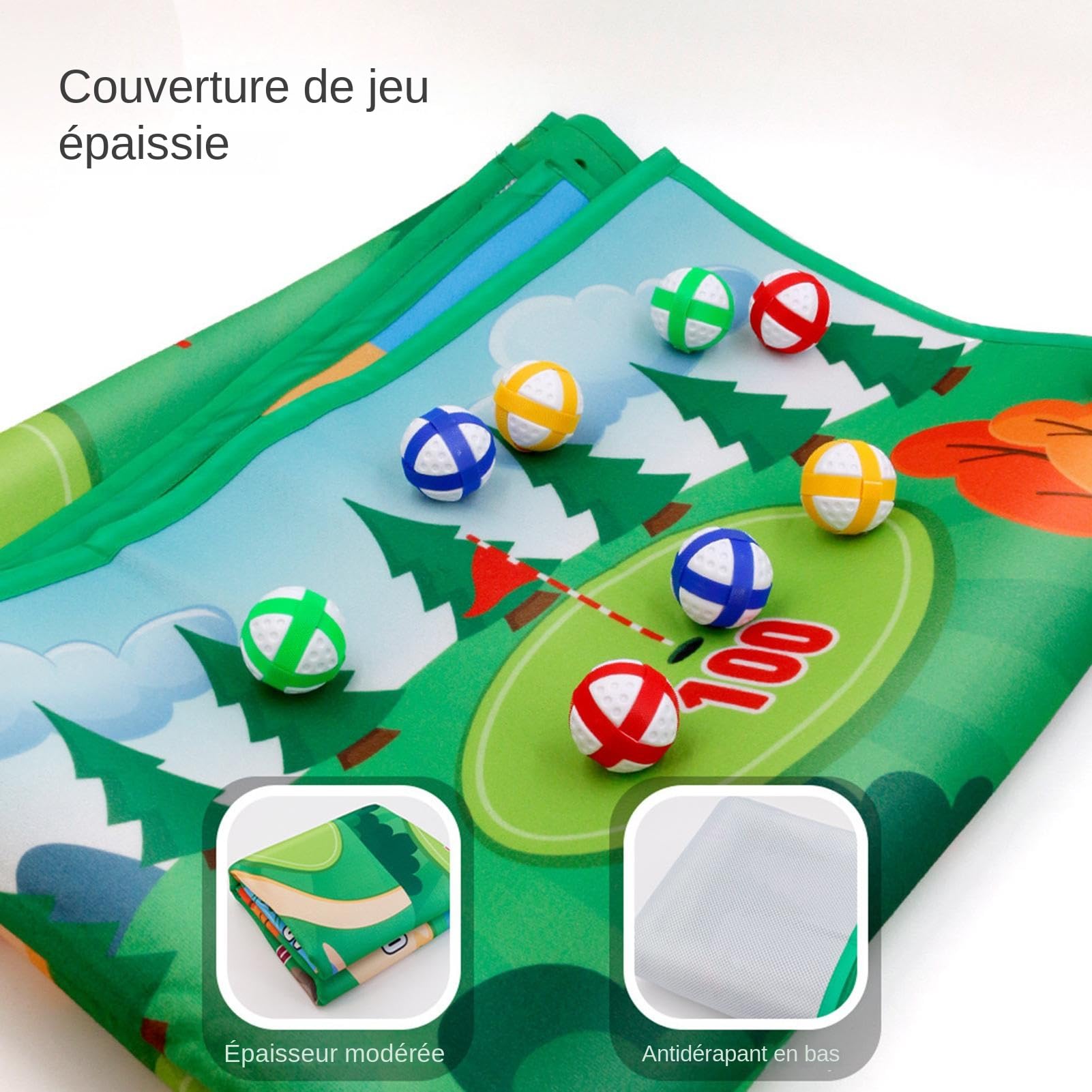 de Golf Adhésif Tapis de Frappe Adhésif | Kit de Tapis de de Golf d'Intérieur Double Face avec 20 Balles Pour Extérieur Jardin Salon Entraînement Pratique Golfeurs