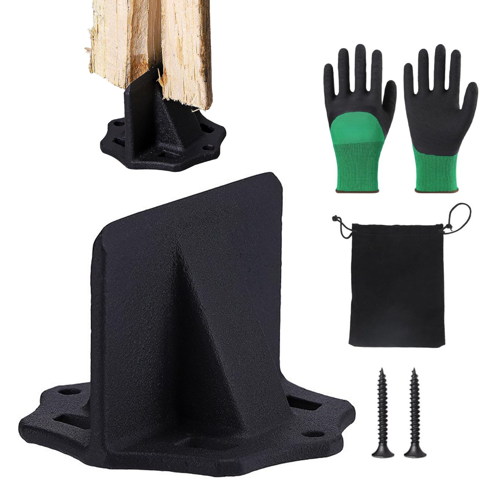 Cortador de madera manual, cortador de madera portátil Kindling para madera con guantes de goma y bolsa de almacenamiento, cuña manual para cortar madera, cuña con tornillos, herramientas de corte de