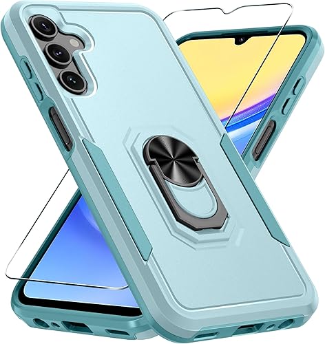 Miniatura 11 de Janmitta Funda compatible con Samsung Galaxy A14 5G con protector de pantalla + protector de lente de cámara, funda resistente de servicio pesado