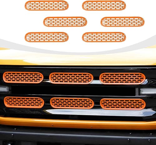Miniatura 8 de Para insertos de parrilla de malla Bronco, 6 piezas de cubierta protectora de rejilla frontal con clip compatible con accesorios exteriores Ford