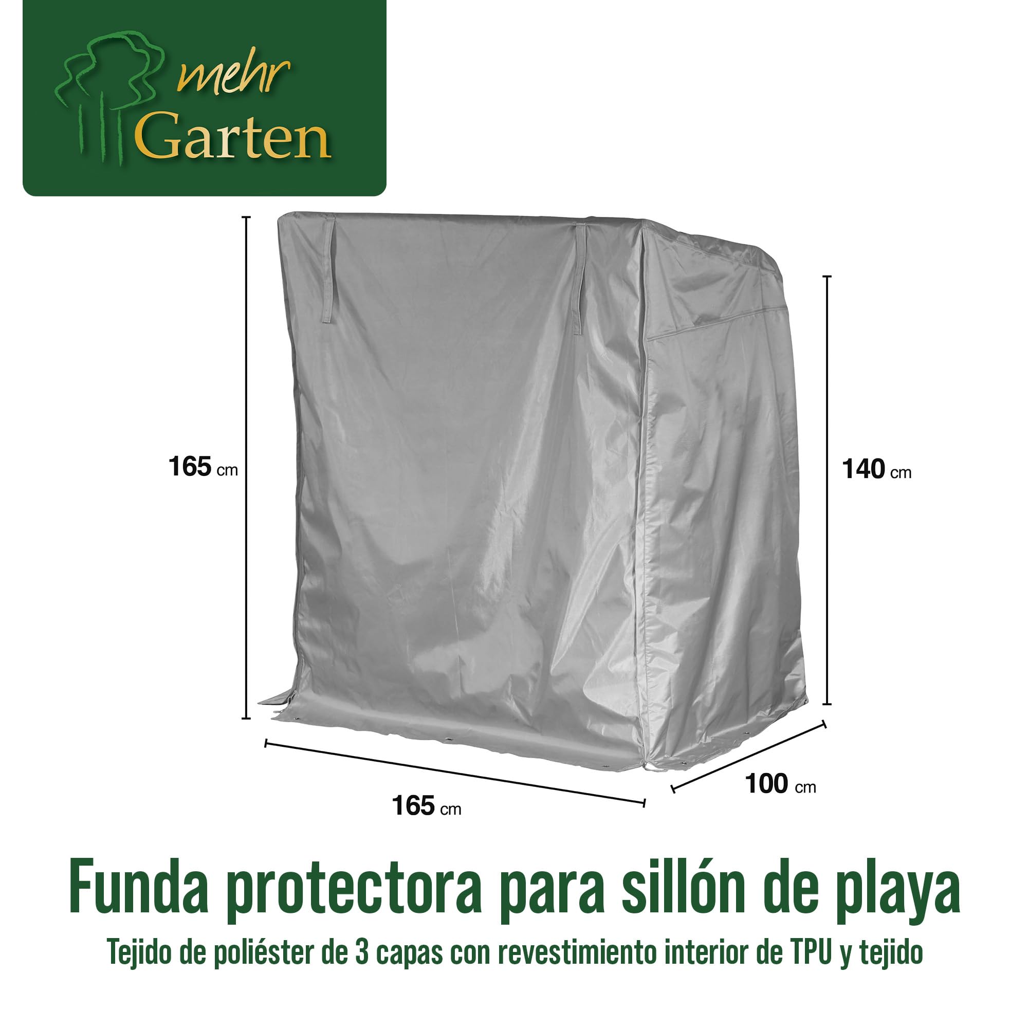Housse de Protection pour Fauteuil-cabine – Premium Plus XXL (Largeur jusqu'à 165 cm) Winterfest, étanche, respirant – strandkorbabdeckung/garantie 3 ANS/Premium Matériau/& Résiste au Gel UV