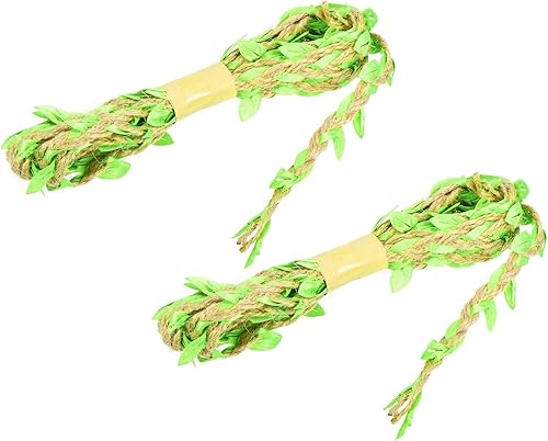 Miniatura 9 de PATIKIL Cinta de hoja de arpillera de 6.6 pies y 0.197 in, paquete de 2 cuerdas trenzadas de yute natural con hojas artificiales para decoración