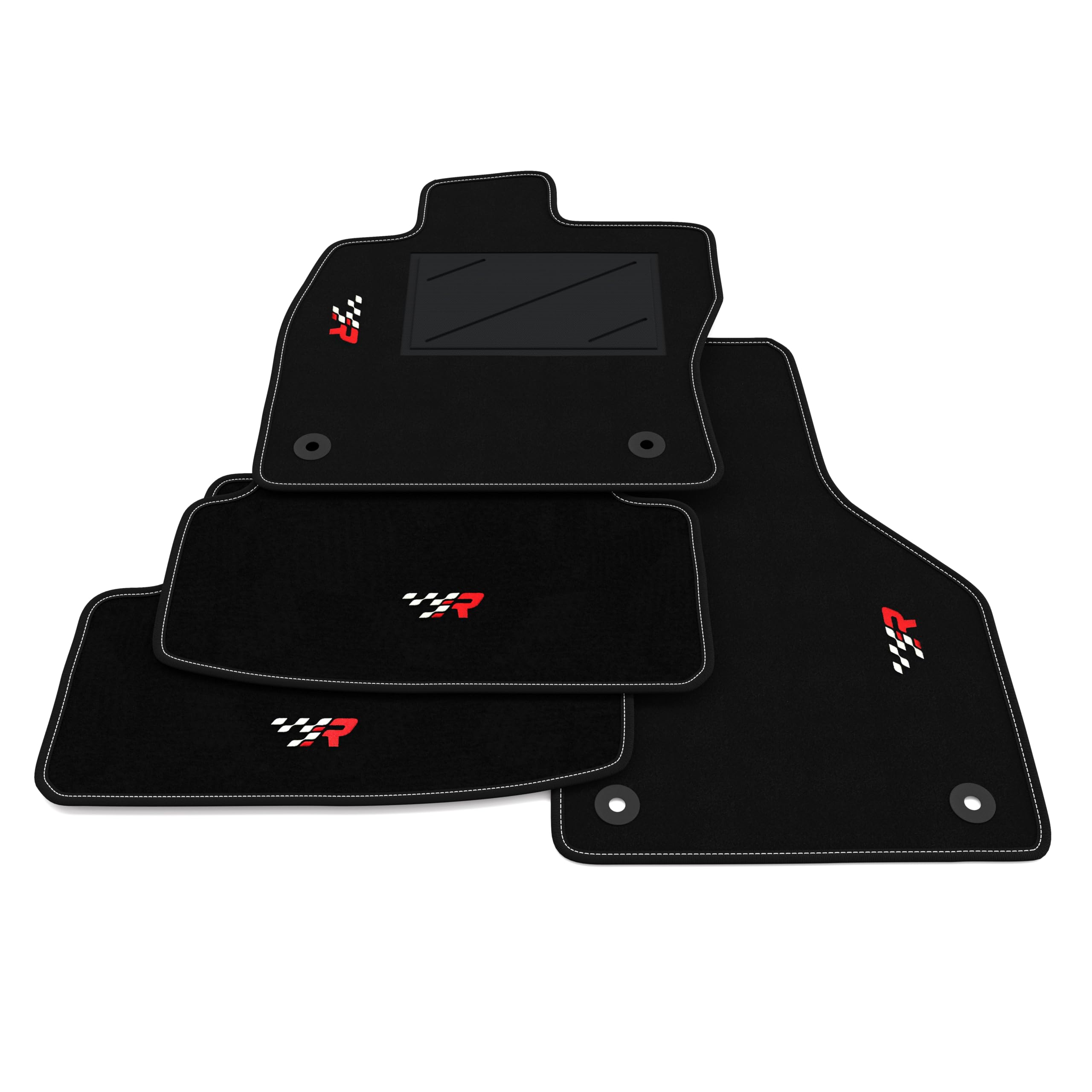 Set de Tapis de Voiture compatibles avec Volkswagen Golf 7 2012-2020 | Tapis sur Mesure en Moquette, Broderie R Racing, sur Mesure