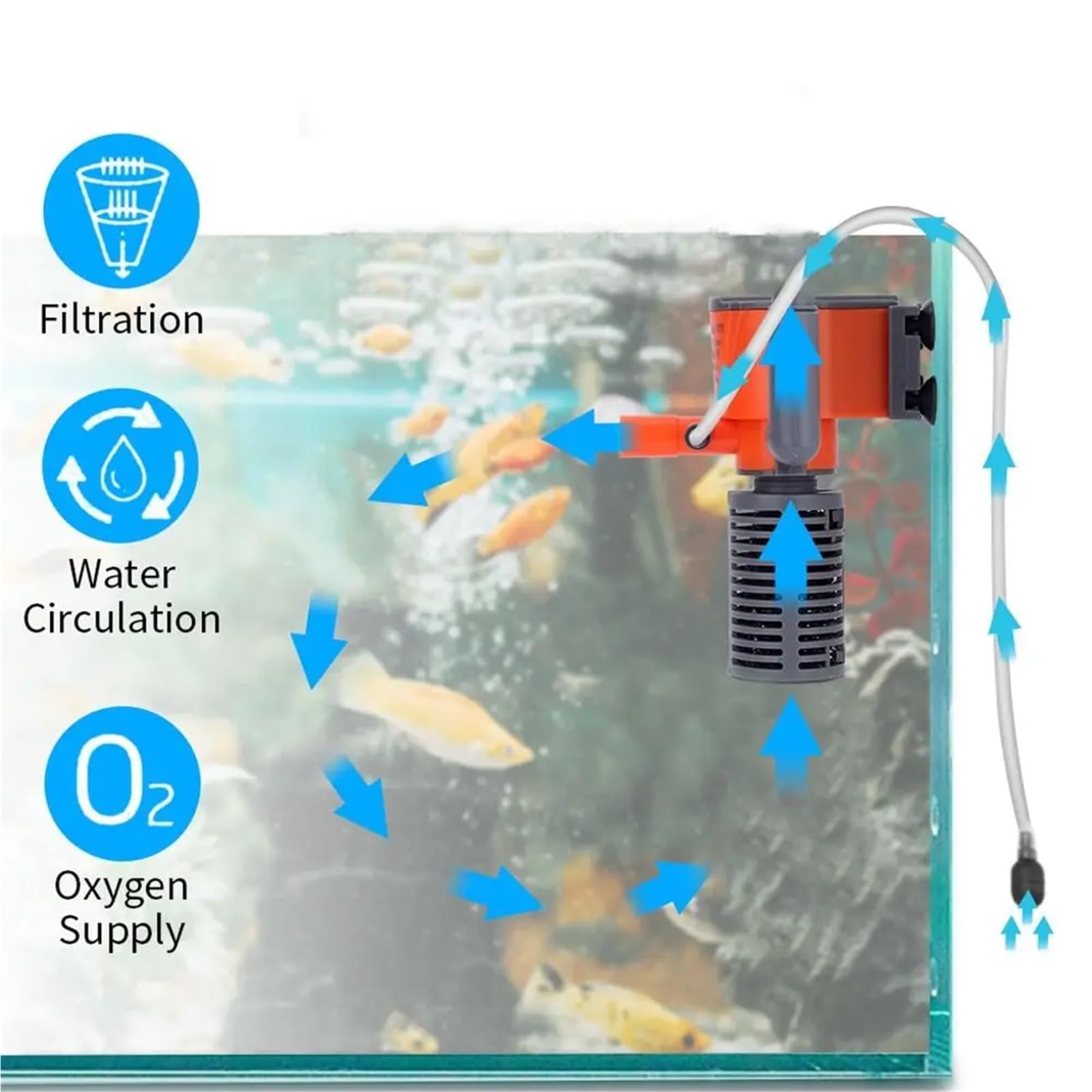 Filtro de acuario 3 en 1, bomba de agua sumergible para acuario