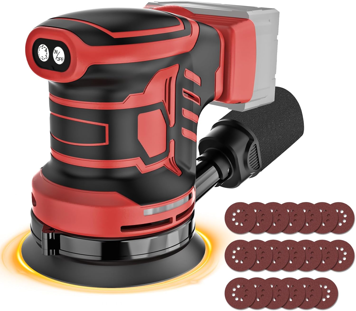 Cordless Sander for Mil-waukee 18V Battery, Random Orbit Sanders 5 Inch Brushless with 6 Variable Speed 9700-19000RPM, 20PCS Sanding Discs & Dust Collector, Electric Sander for Sanding (No Battery)