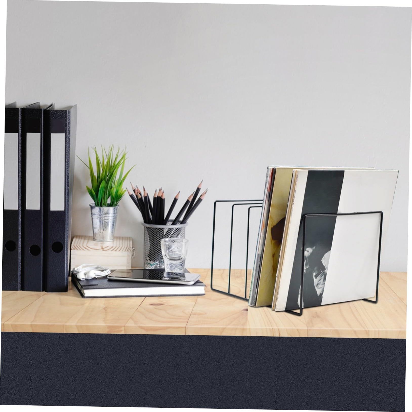 Scaffale Porta Dischi in Vinile Nero in Ferro Grande Capacità, Design Moderno e Aspetto Classico Facile da Pulire Texture Liscia e Rotonda per Soggiorni e Dormitorio