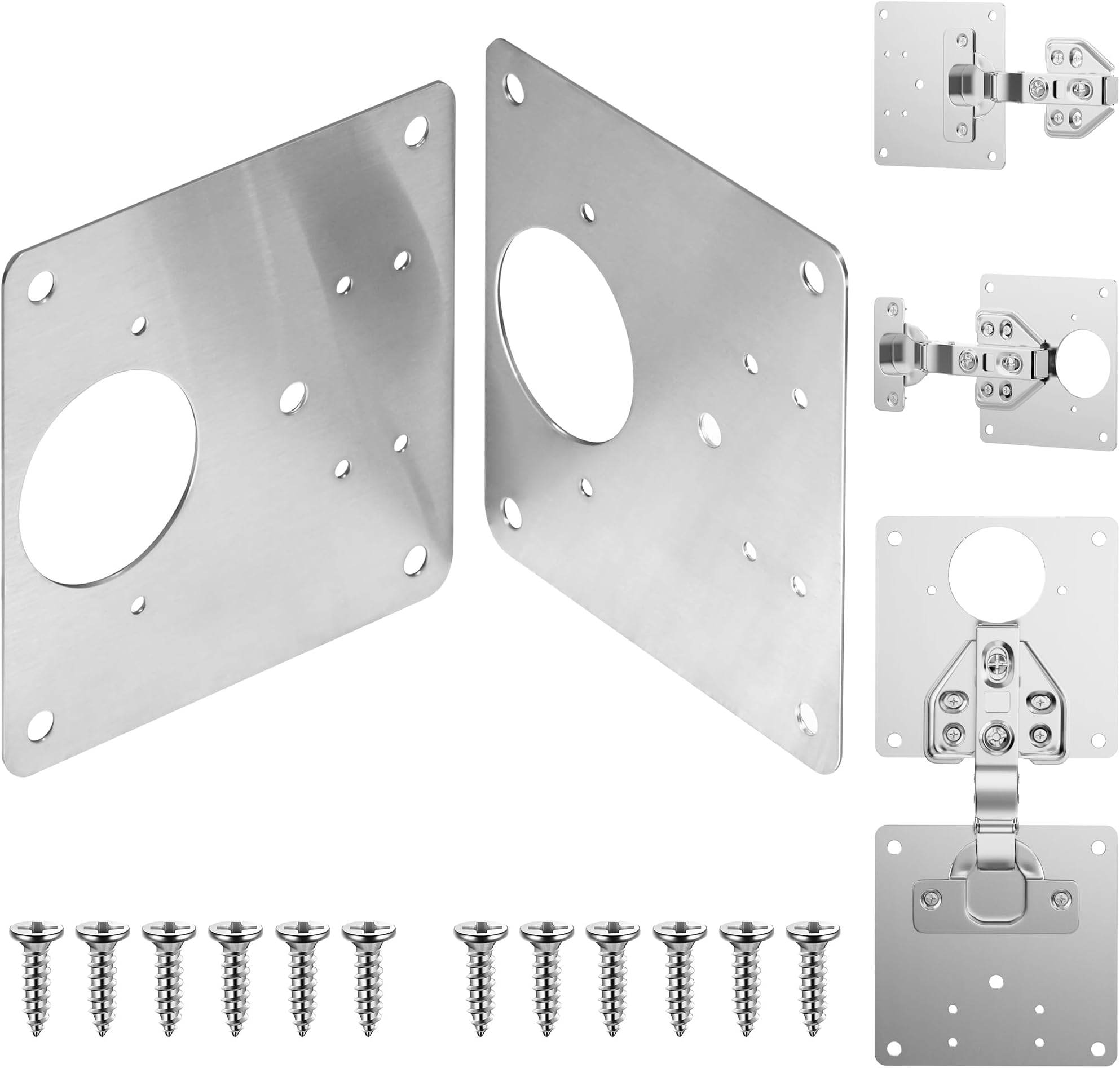 Cabinet Hinge Repair Plate - Stainless Steel Kitchen Cabinet Brackets with Fixing Screw, Kitchen Cabinet Hinges Repair Kit for Cupboard Cabinet Furniture 2PCS