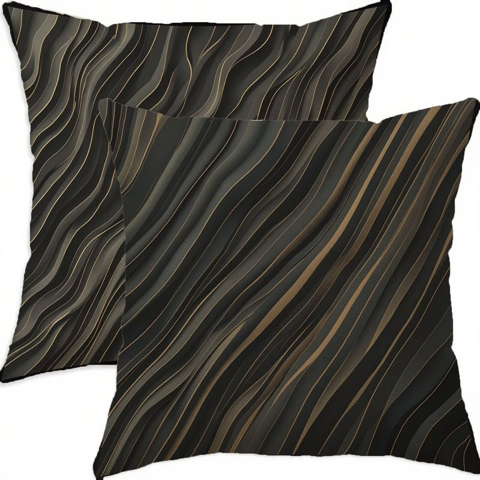 Housse coussin 65x65cm lot de 2 en lin anti-tache motif géométrique