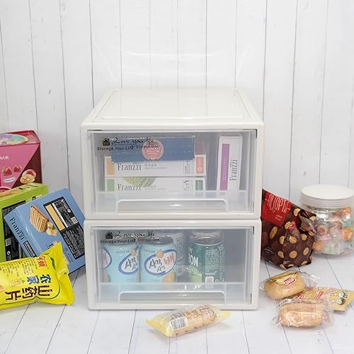 Miniatura 4 de Obstnny Cajón de almacenamiento de plástico, contenedor de almacenamiento apilable, 2 paquetes, 17.8 cuartos de galón