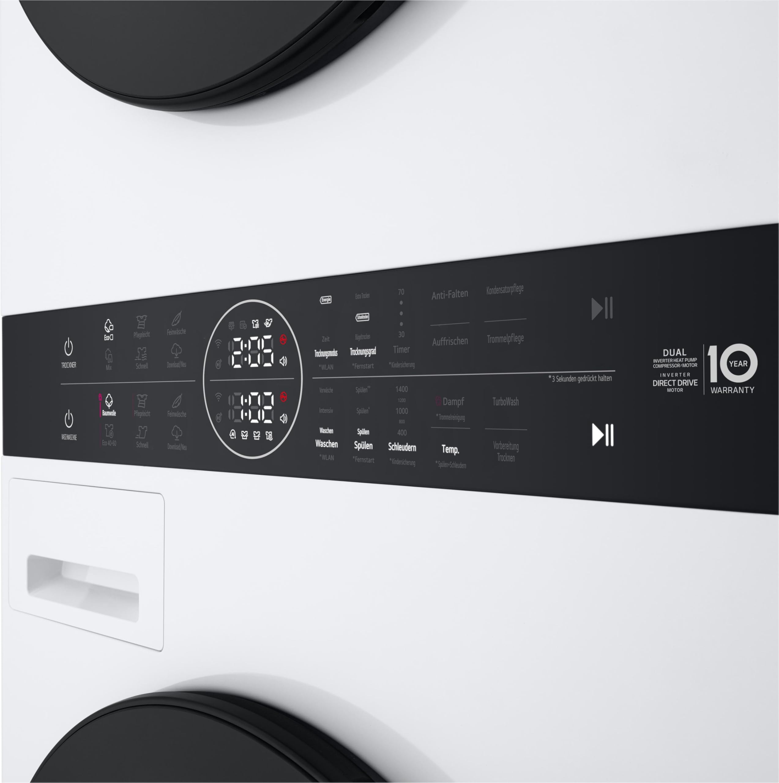 LG WT1210WWF WashTower, Waschmaschine (12 kg, EEK A-10%) und Trockner (10 kg, EEK C) mit One-Touch-Display, TurboWash 360°, AI DD, Dual Inverter Wärmepumpe, Weiß