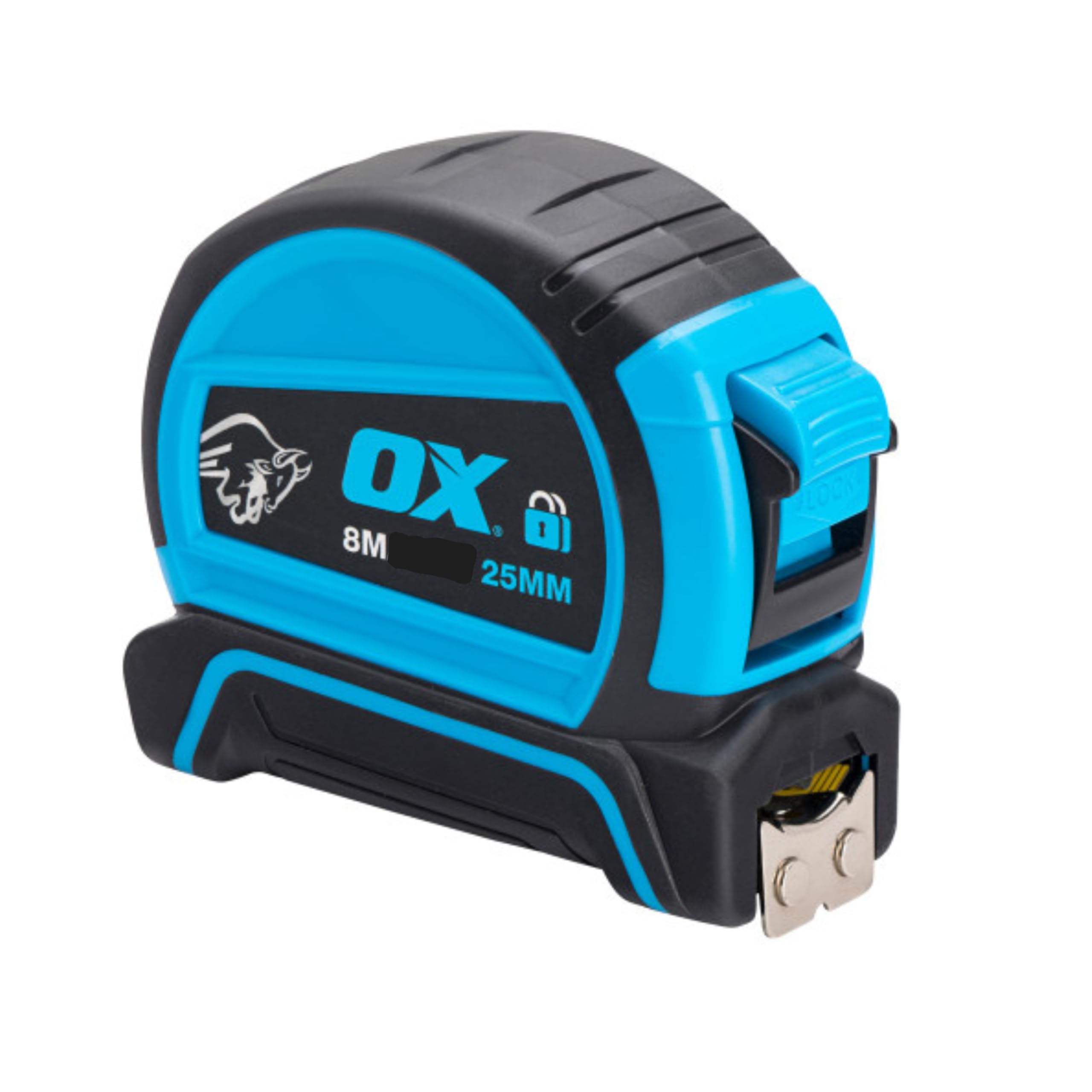 OX Pro Double Locking Tape Measure - Metric Only - 8m. Heavy duty with Belt Hook and Magnetic Tip