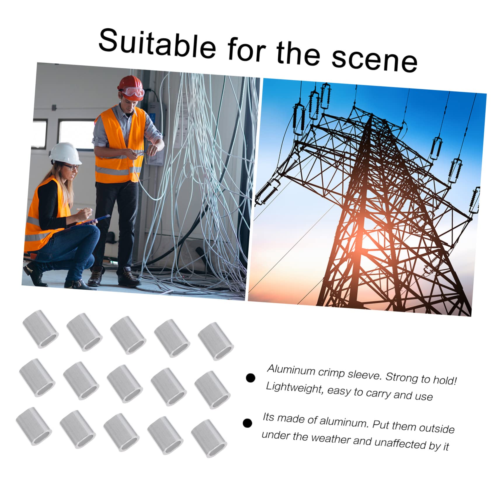 NAMOARLY Aluminum Crimping Loop Sleeves 100 Pcs Oval Flat Hole Sleeve for Wire Rope Chuck Fishing Line Connector Hardware