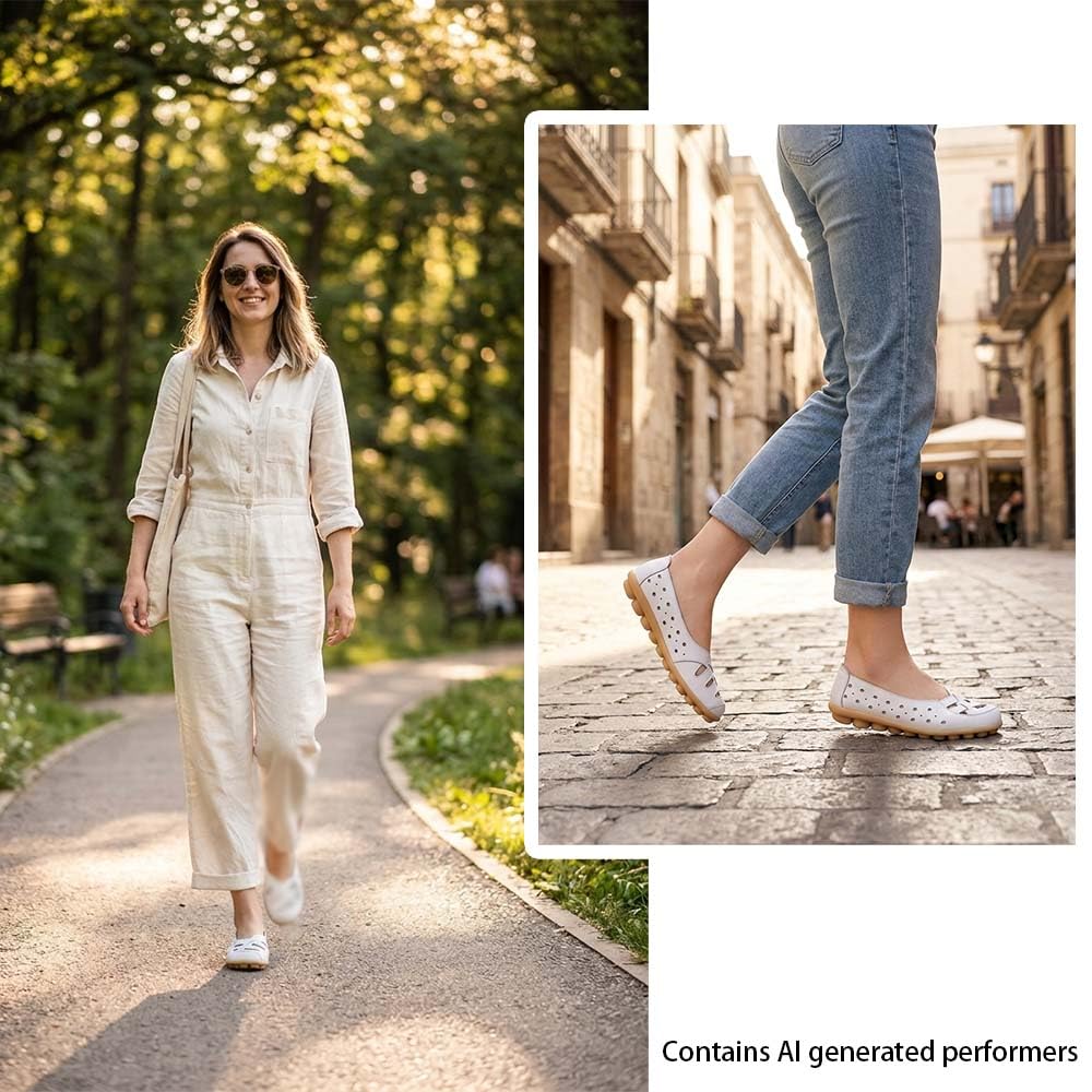 Mocasines ortopédicos para Mujer, Zapatillas de Vestir ortopédicas, Zapatos de Cuero Huecos, Sandalias Planas Huecas, Zapatos Casuales sin Cordones