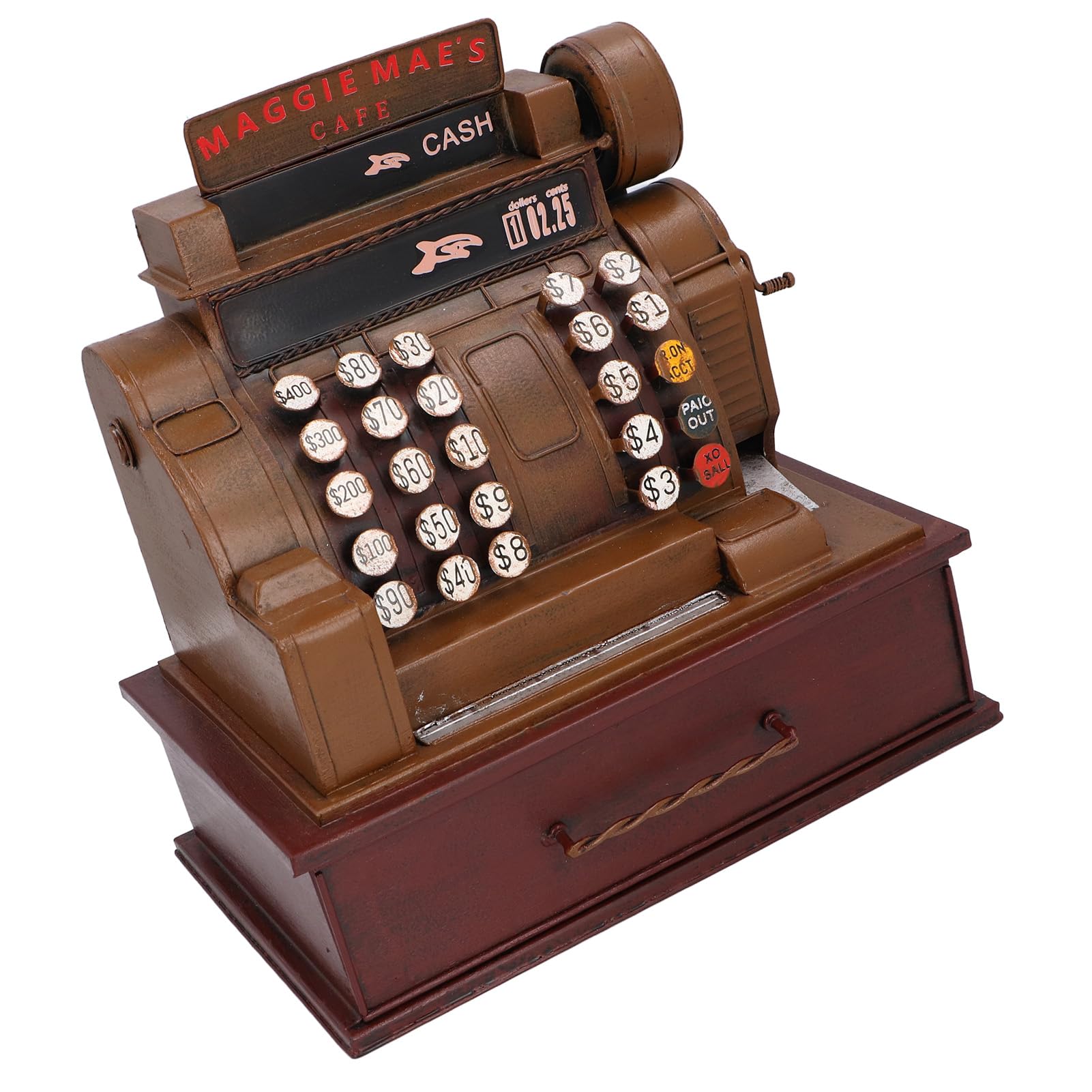 Caisse enregistreuse vintage style rétro multifonction pour bureau, marron