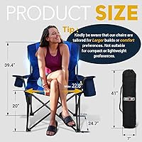 Vista 3 de Overmont Oversized Folding Camping Chair - 450lbs Support with Padded Cushion Cooler Pockets - Heavy Duty Collapsible Chairs for Sports Garden Beach