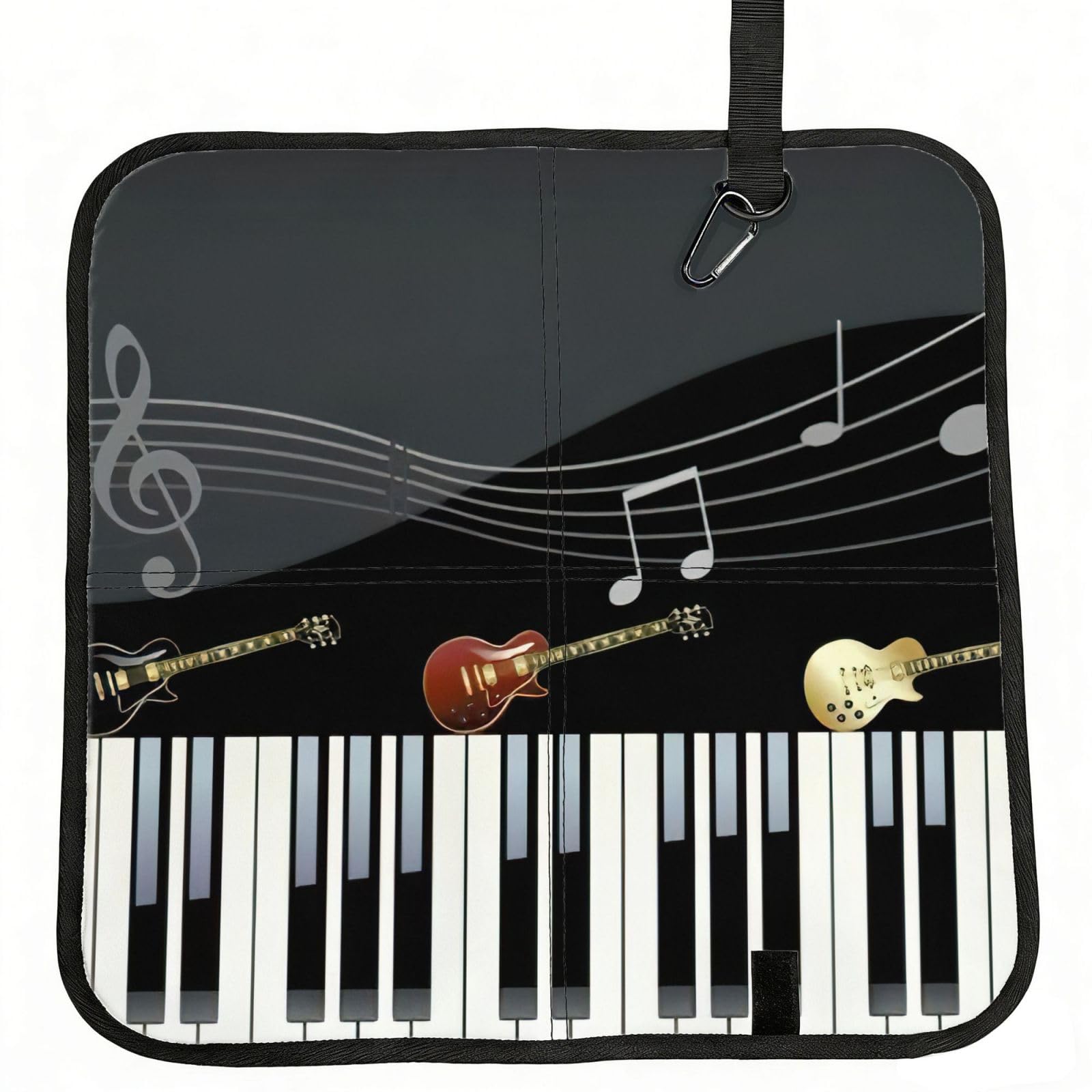 bghdfa Guitar Piano Pattern Print Outdoor Sitting Mat Waterproof Oxford Cloth Seat Cushion Folding Foam Camping Seat For Picnic