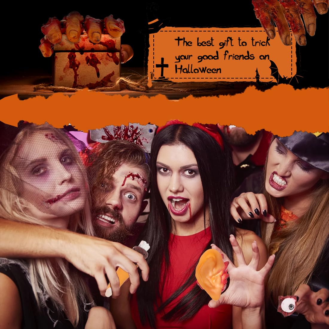 Kit 10 Piezas Partes Del Cuerpo Halloween - Dedos, Ojos Y Orejas Sangrientos Realistas