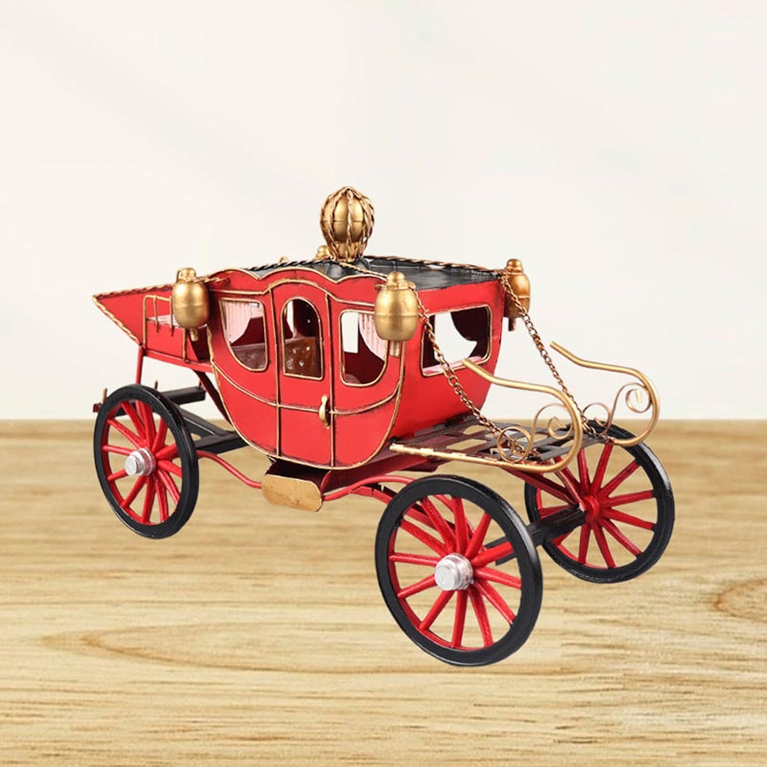 Carriage Figurine for Home Decor and Photo Display, Red