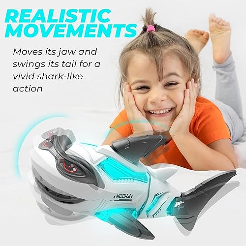 Miniatura 5 de Juguete de tiburón interactivo con música y luces, cambio de dirección automática, juguete para caminar y gatear, regalo para bebés de 6 a 12 a 18