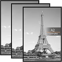 upsimples A2 Black Picture Frame for Photo Gallery Insert Strip Wall Mount Horizontal or Vertical Pack of 3
