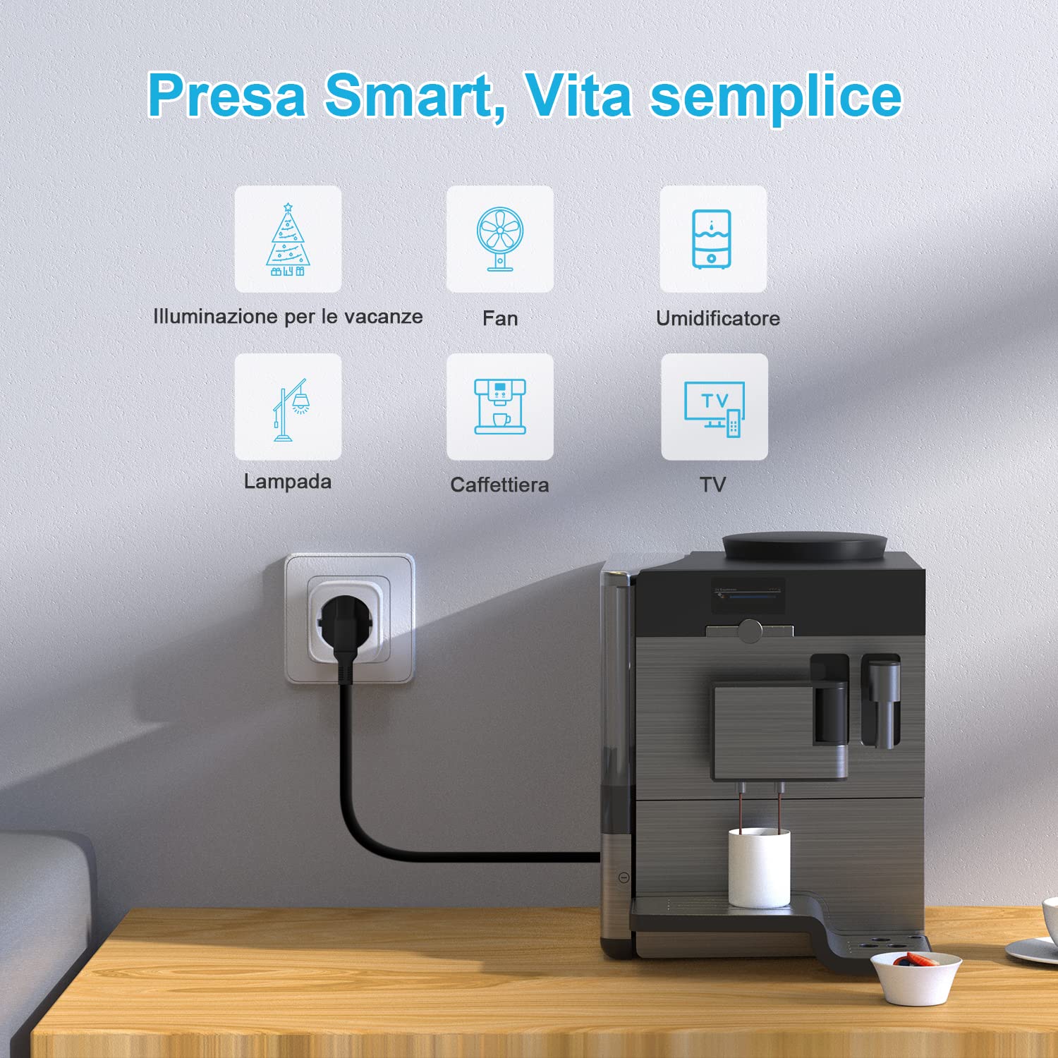 EIGHTREE Presa Smart WiFi con Monitoraggio Consumi Energetici, 16A, 4 Pezzi | Presa intelligente WiFi con controllo da app, timer programmabile e programmazione oraria, compatibile con Alexa Google Home