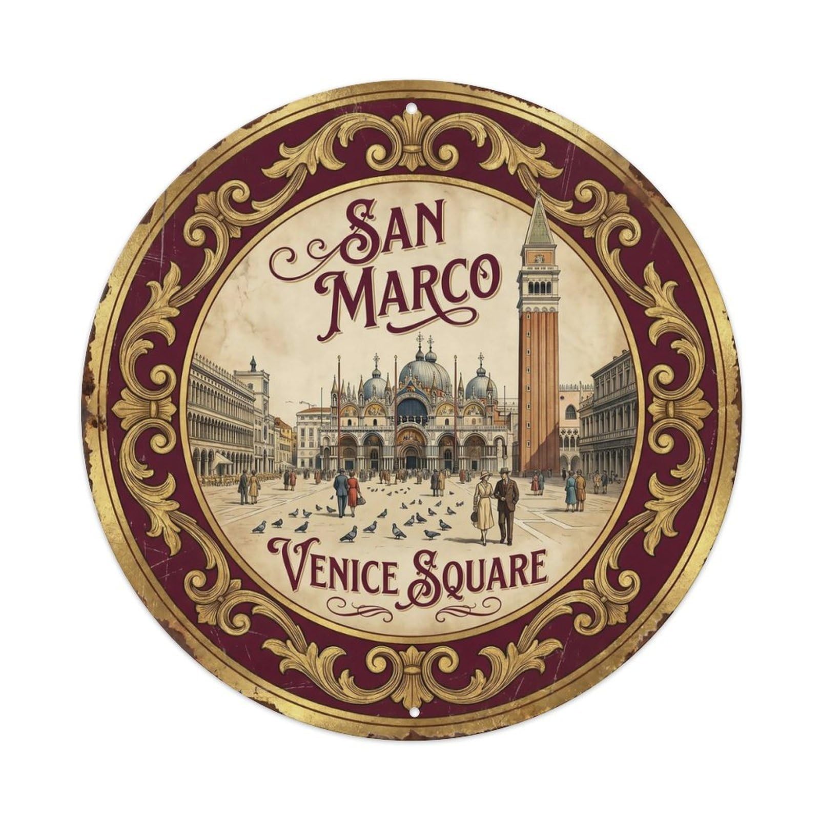 Vintage Travel Venice Piazza Landmark Metal Tin Sign
