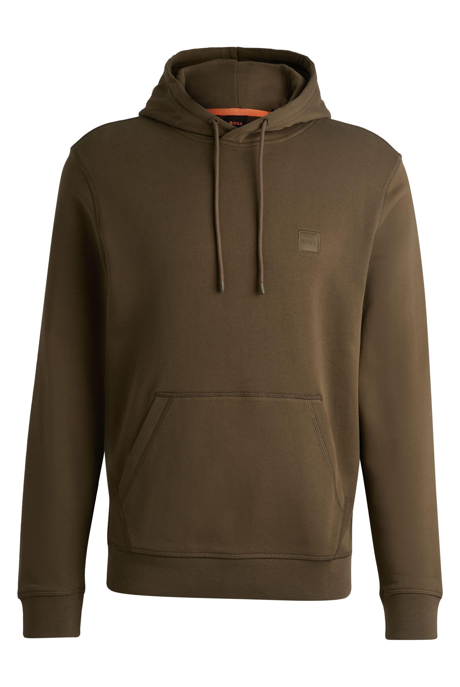 BOSS Mens Logo Patch Hoodie Open Green S
