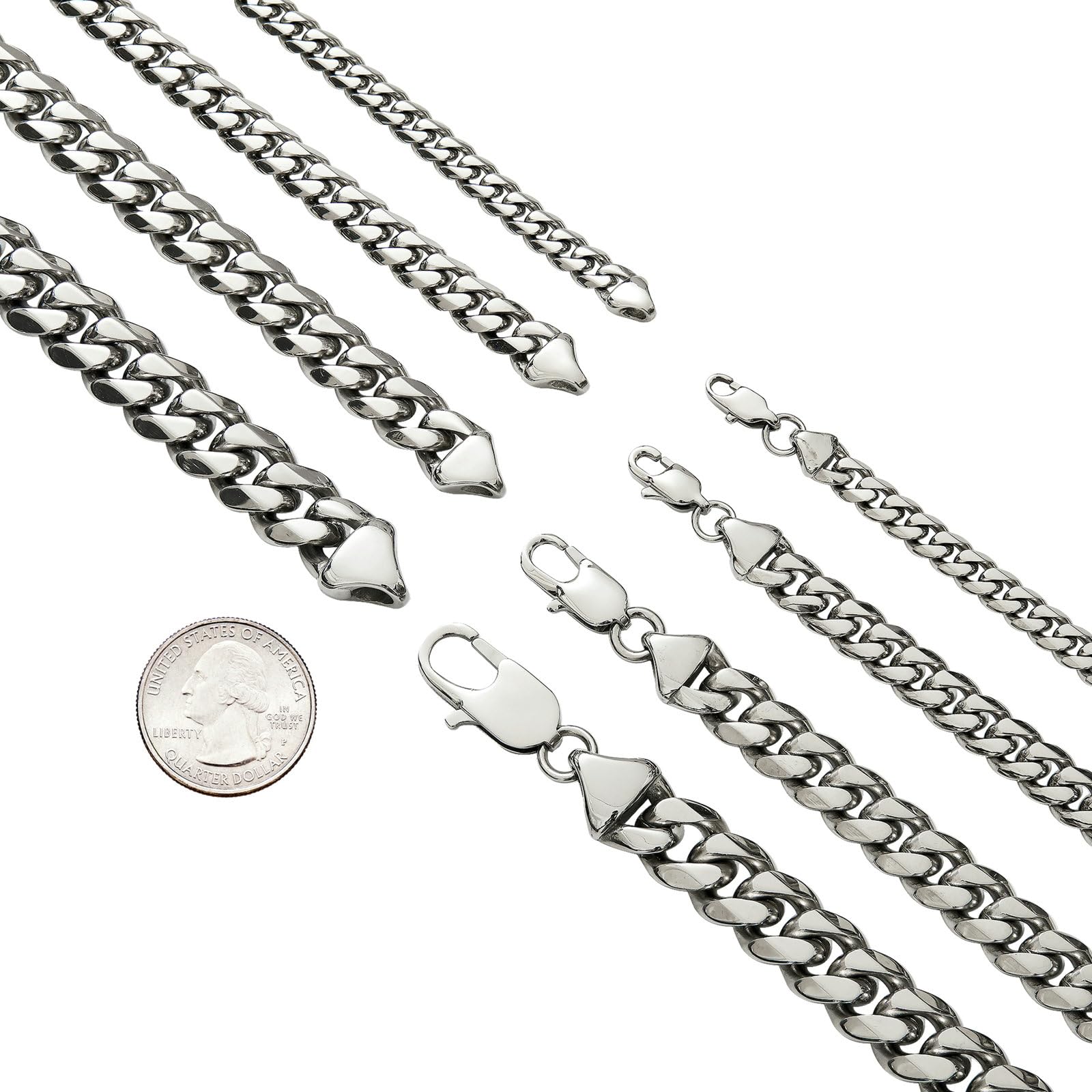 Kette ohne Anhänger 6-12MM, Halskette Herren Edelstahl 41-76CM Panzerkette Curb Chain mit Karabinerverschluss Partnerkette Gothic Ketten Männer Silber