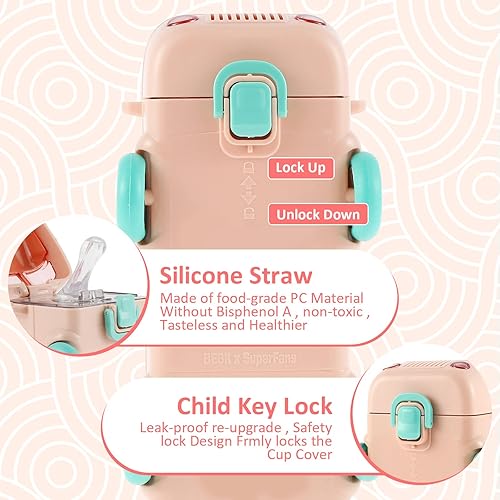 Miniatura 6 de HOTBEST Vaso de agua con popote para automóvil, botella de agua de autobús de 16 onzas con correa para el hombro, a prueba de fugas para niños, vaso