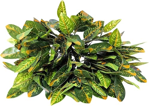 6 Bundles of Artificial Green Plants, Artificial Greenery, Fake Floral Plants Decor Outdoor Artificial Plants,Plastic Plants,Outdoor Large Decorative Flowers (Color Changing Wood)