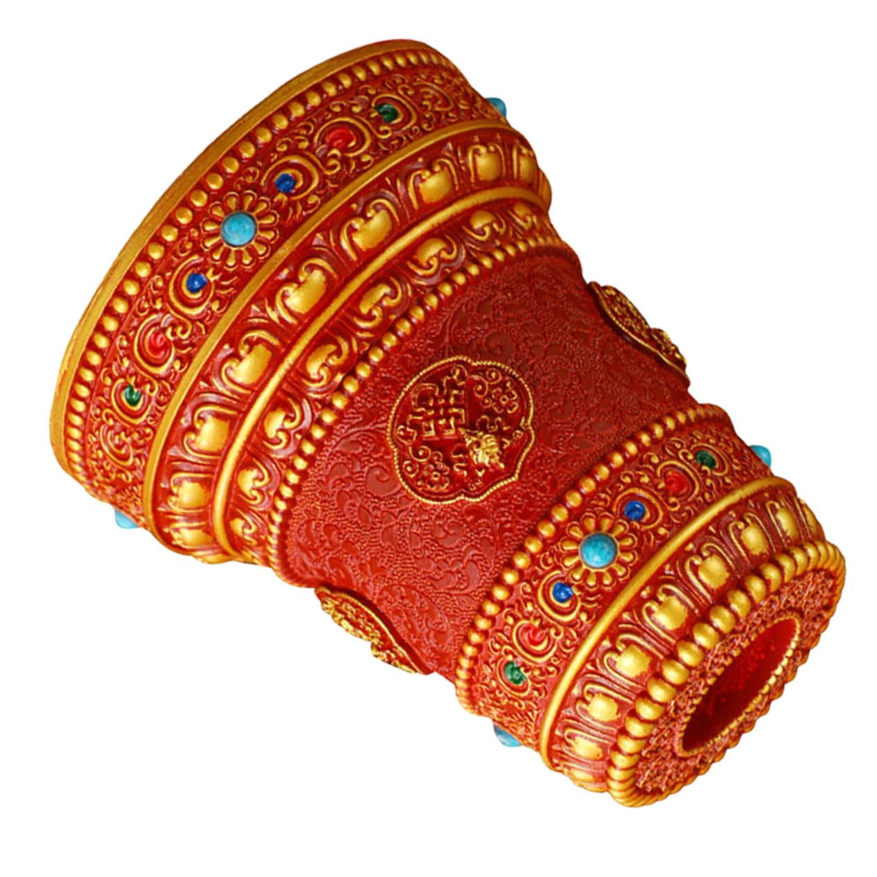 Support de roue de prière décor lotus cadeau bouddhiste spirituel