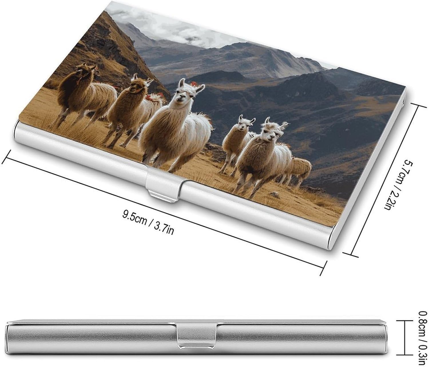Llamas in The Andes Business Card Case Metal Slim Business Card Holder Professional Name Card Holder Pocket Metal Case Business Card Wallet Pocket Wallet Name Card Case for Women Men