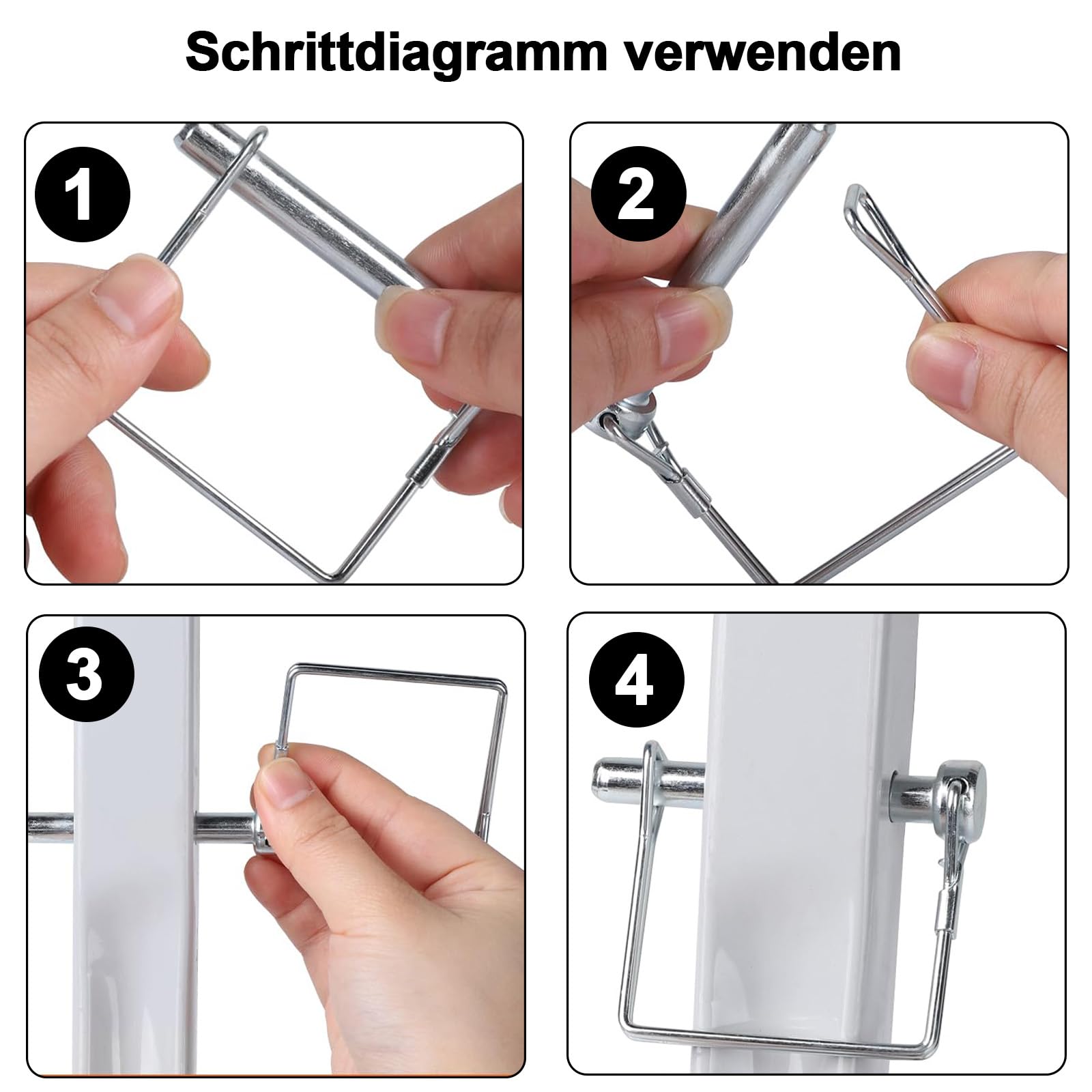 Perno di sicurezza 6 pezzi, coppiglie quadrate rettangolari, 4,5x35 mm Perno di accoppiamento, bullone di sicurezza, coppiglie per tubi con chiusura a scatto, per rimorchi agricoli, fattorie, giardini