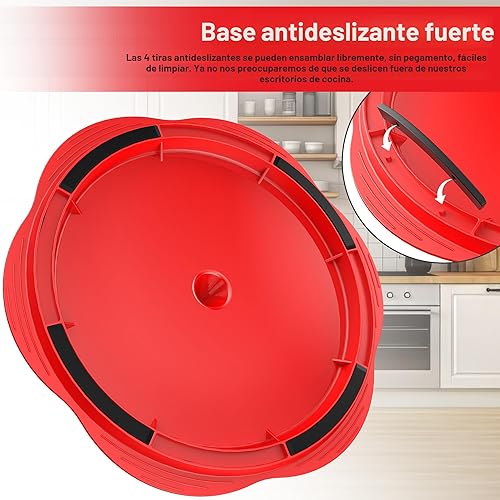 Miniatura 4 de Trituradora de pollo, trituradora de pechuga de pollo grande, herramienta giratoria con cepillo y tenedor; máquina trituradora de carne visible, Rojo