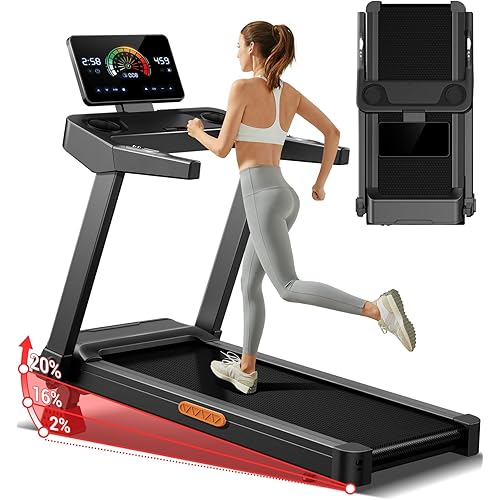 UMAY Fitness Treadmill with 3-Level Incline, Treadmills for Home Auto/Muanal Folding with Pulse Sensors, 300 LBS /400LBS Capacity, 3.0HP/3.5HP Quiet Brushless, Max 8.7 MPH