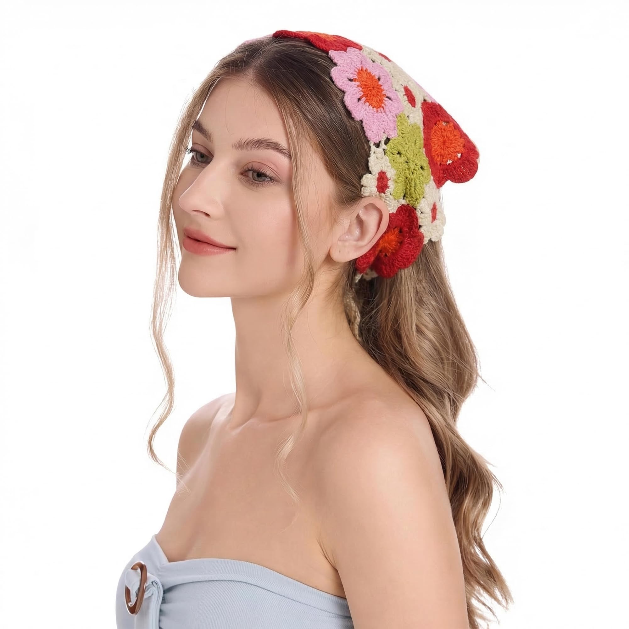 Bandana de ganchillo ajustable para sujetar el pelo con suavidad sin tirones 8