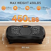 Vista 7 de Vibration Plate Exercise Machine, 130 Levels Full Body Workout Vibrating Plate for Lymphatic Drainage Weight Loss, 450 Lbs Capacity Shake Platform