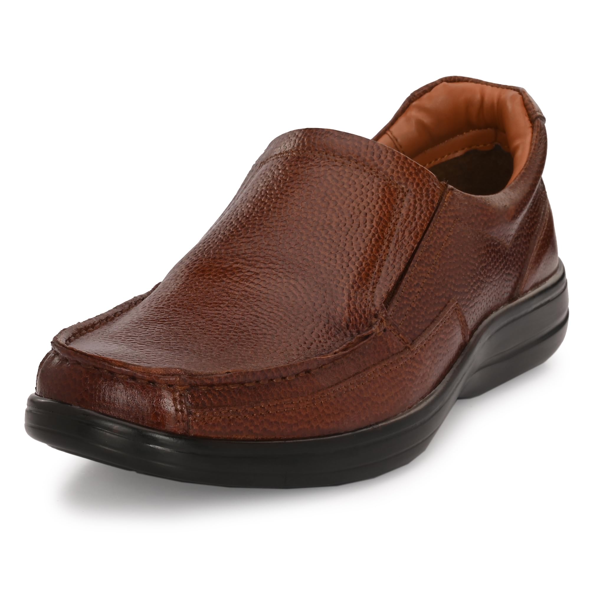 Men's Full Grain Leather Slip On Formal Shoes | Anti Skid Sole | Antimicrobial & Heat-Insulating | Memory Foam Padded Insole with Detailed Stich | Comfort Shoes for Office & Parties-image-48