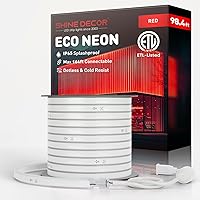 Vista 1 de Shine Decor Tira de luces LED de cuerda AC 120V, tira de neón eco sin puntos de 120LEDs/M, conectable y cortable, ETL IP65 impermeable y resistente